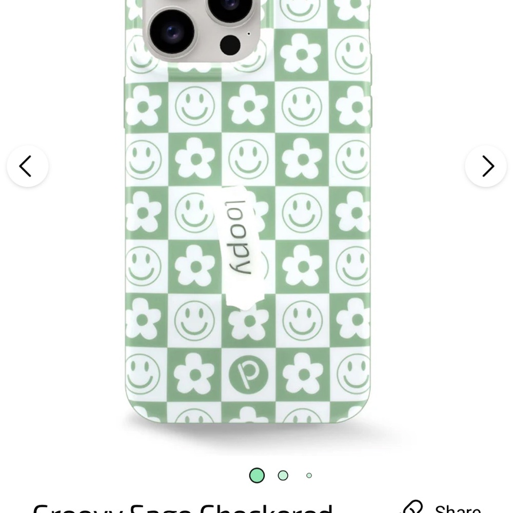 Loopy Case Green Floral Checkered Phone Case
